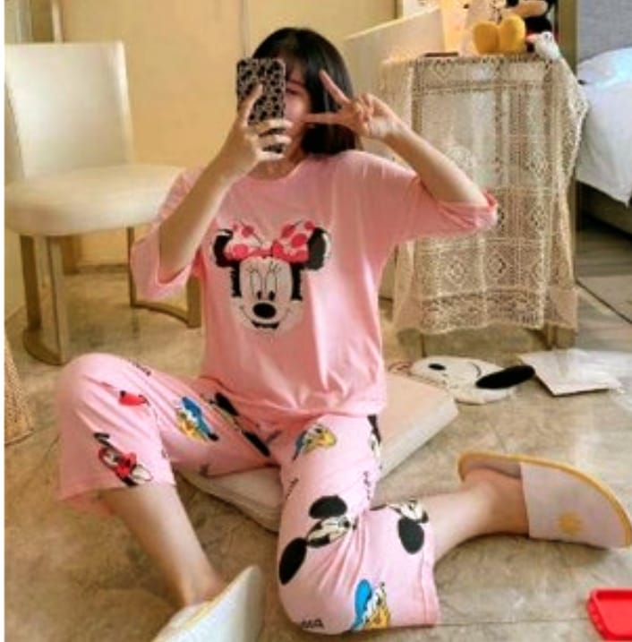 2PC MICKEY MOUSE PRINTED NIGHT SUIT PAJAMA SET