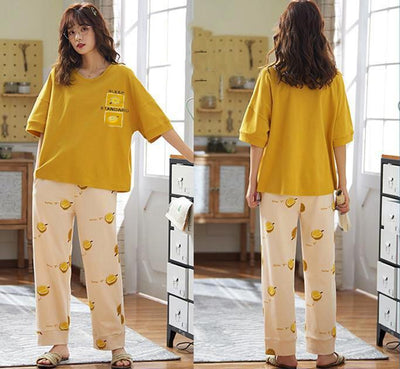 2PC STYLISH YELLOW SUIT PAJAMA SET